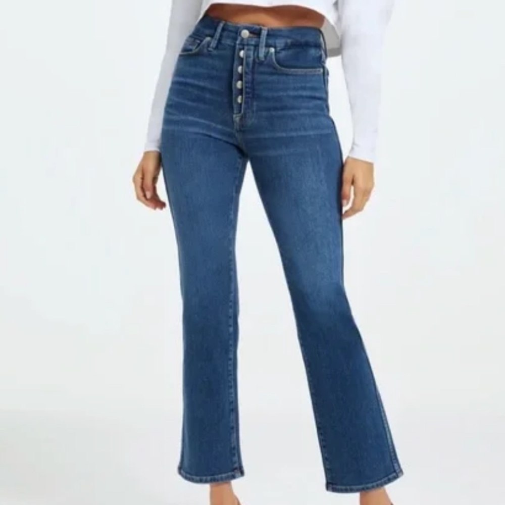 GOOD AMERICAN GOOD CURVE STRAIGHT CASHMERE JEANS | INDIGO329 | SIZE 4/27